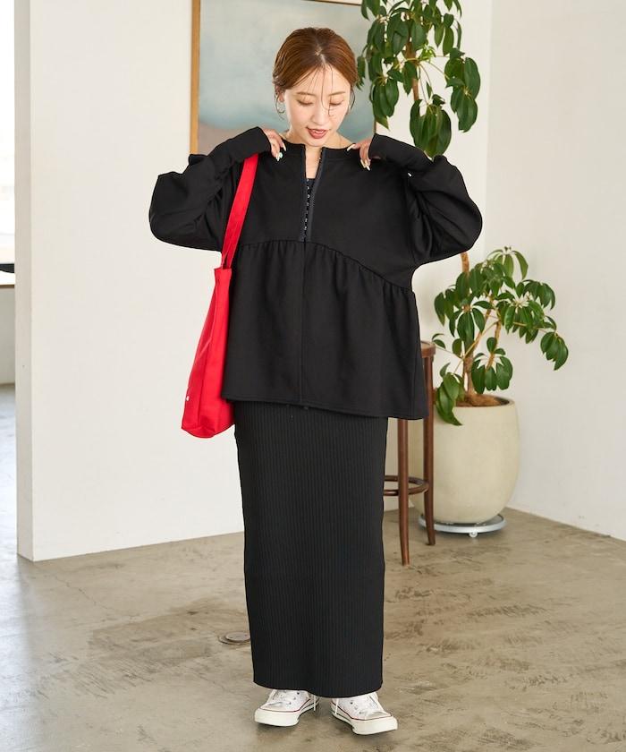 門襟開扣荷葉下襬兩穿衛衣套頭衫