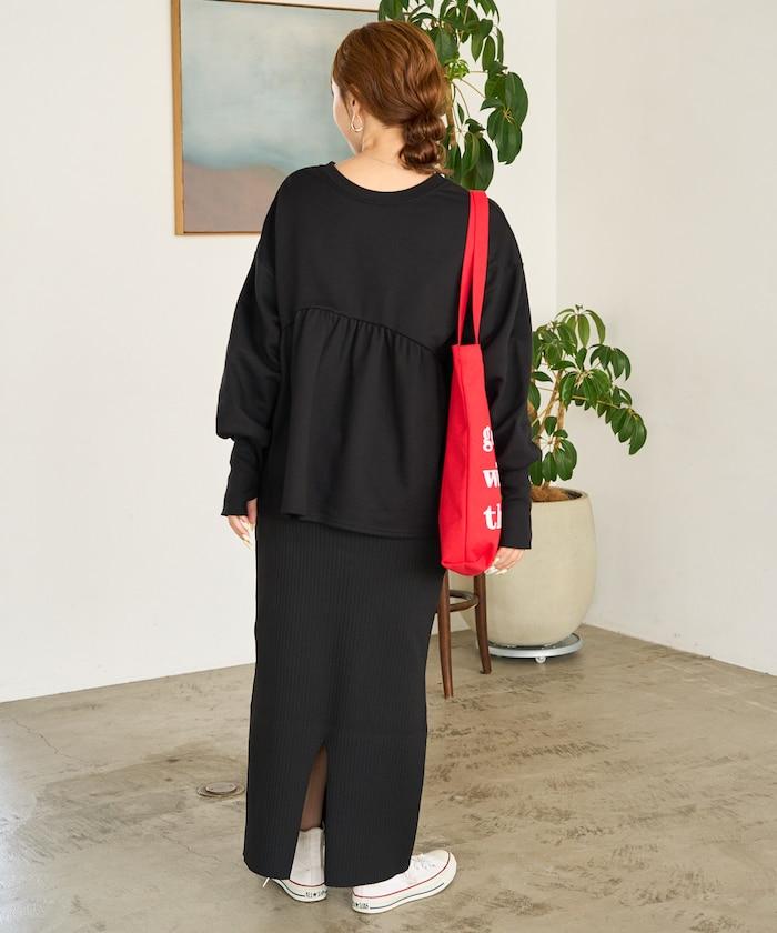 門襟開扣荷葉下襬兩穿衛衣套頭衫