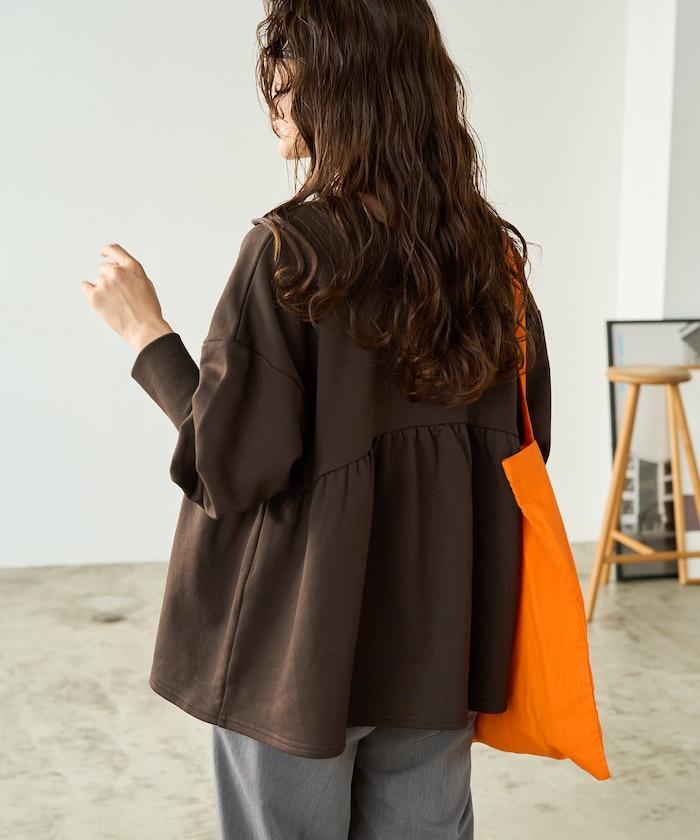 門襟開扣荷葉下襬兩穿衛衣套頭衫