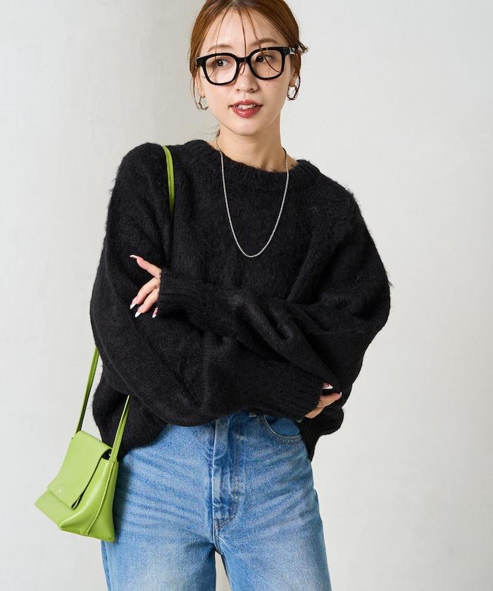 彩色長絨毛針織短款套頭衫