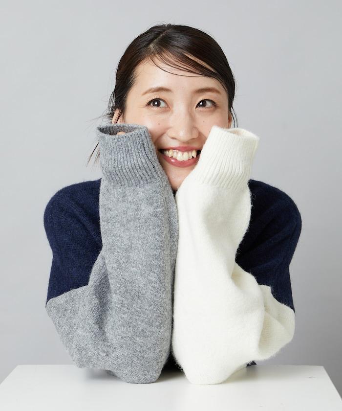 拼色寬鬆針織套頭衫