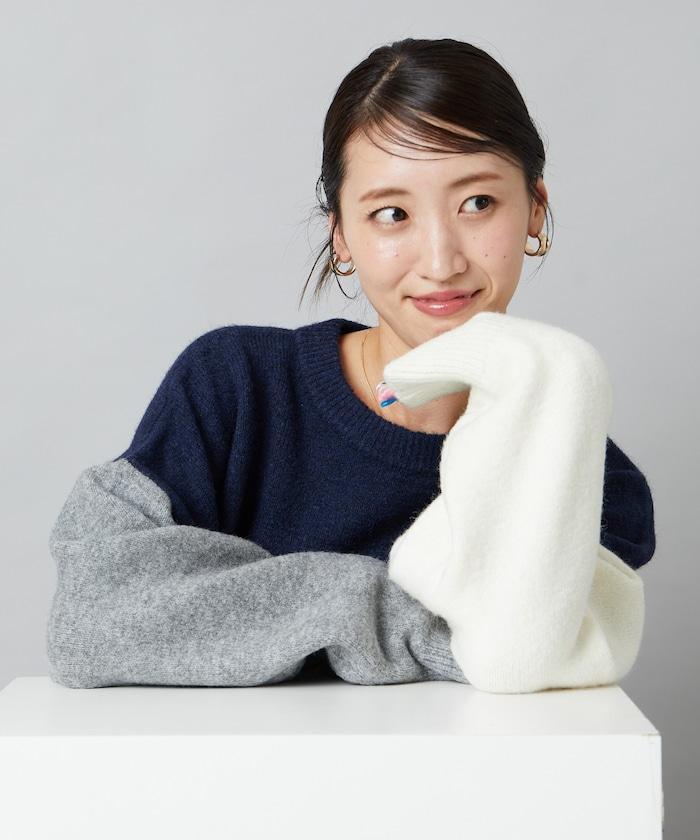 拼色寬鬆針織套頭衫
