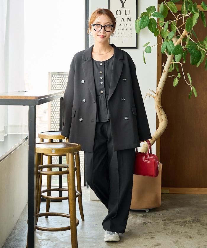 荷葉邊背心長款上衣套裝(背心+褲子)