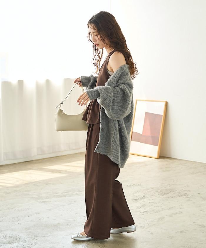 荷葉邊背心長款上衣套裝(背心+褲子)