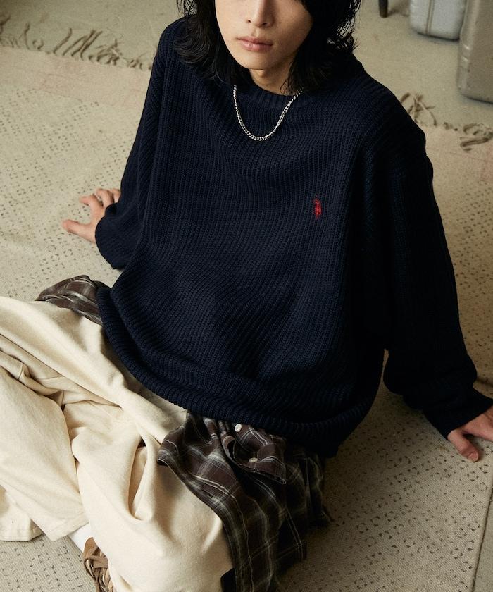 特別刺繡橫紋圓領針織衫【限量】