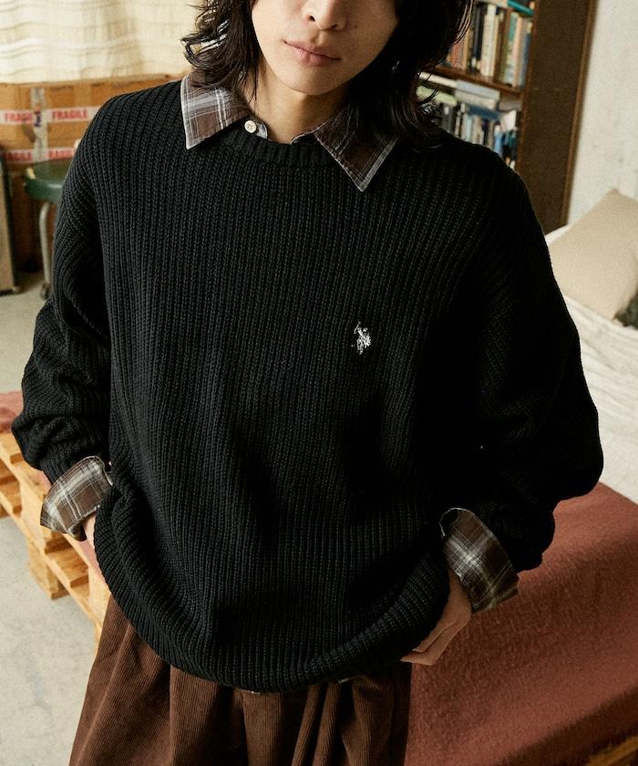 特別刺繡橫紋圓領針織衫【限量】