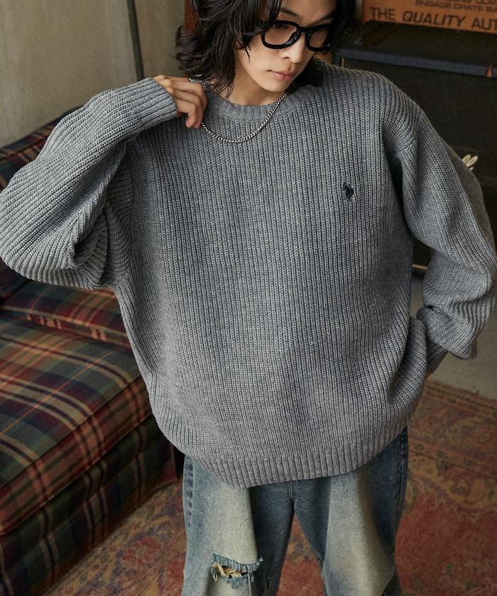 特別刺繡橫紋圓領針織衫【限量】