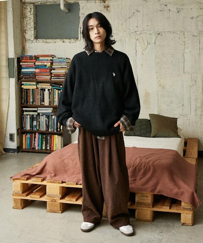 特別刺繡橫紋圓領針織衫【限量】