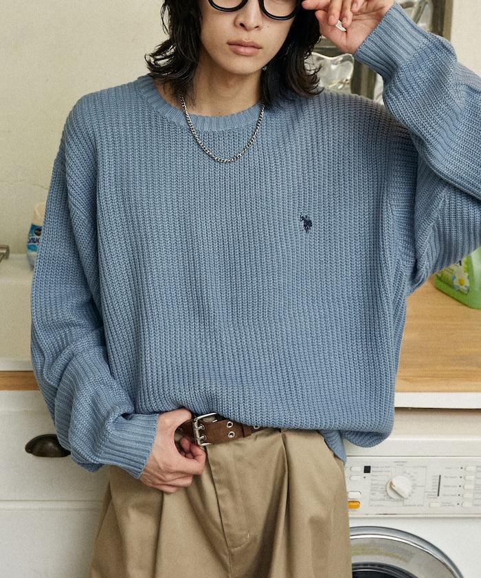 特別刺繡橫紋圓領針織衫【限量】