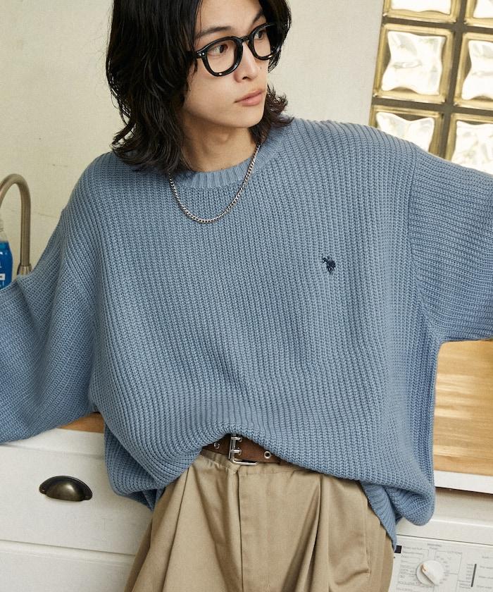 特別刺繡橫紋圓領針織衫【限量】