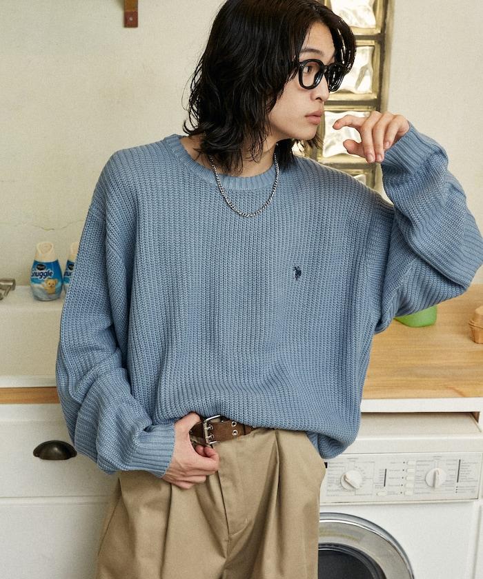 特別刺繡橫紋圓領針織衫【限量】
