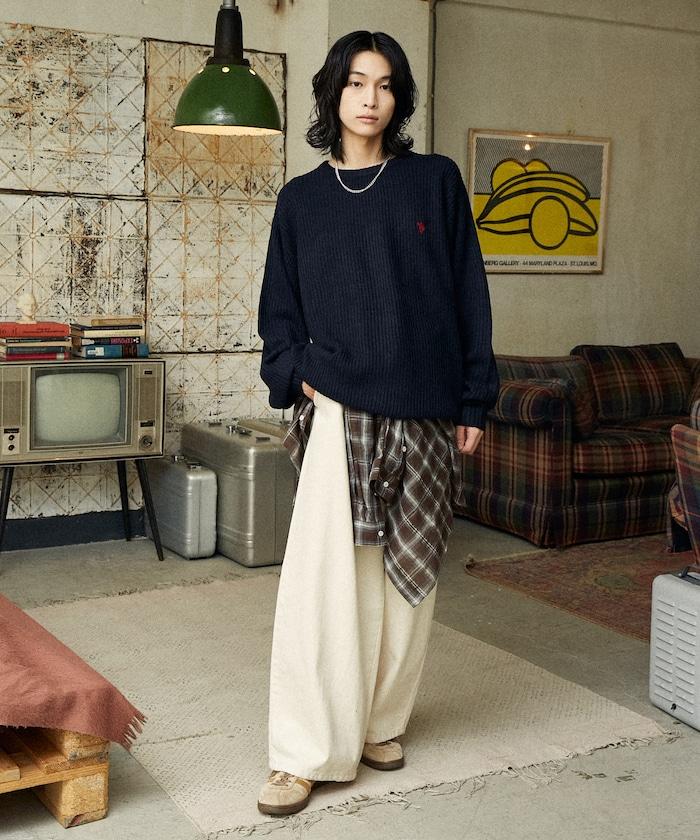 特別刺繡橫紋圓領針織衫【限量】