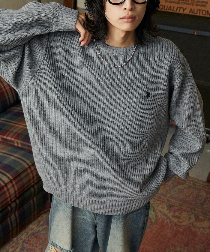 特別刺繡橫紋圓領針織衫【限量】