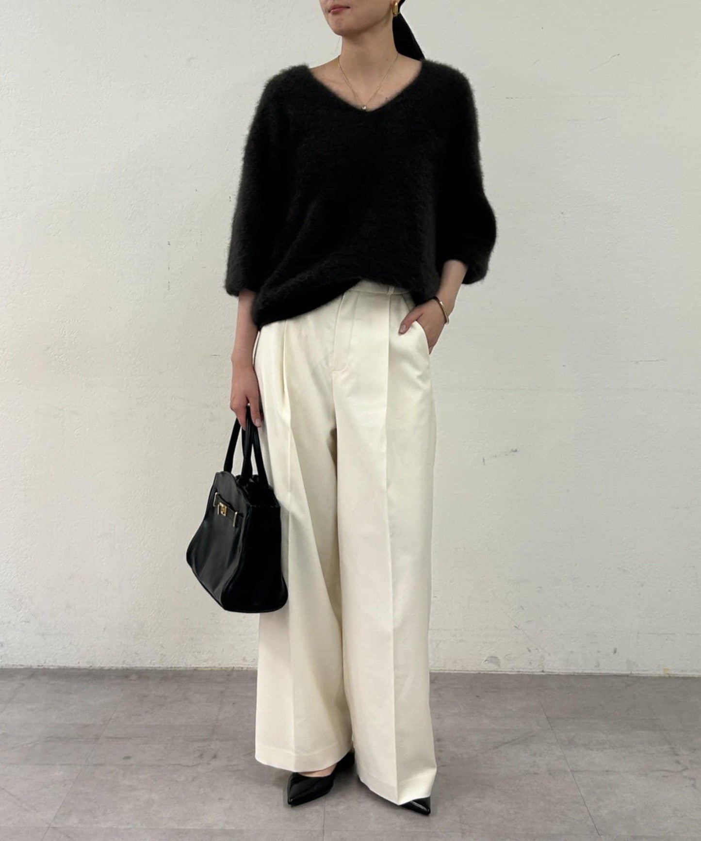 【Loungedress】直筒褶皺長褲