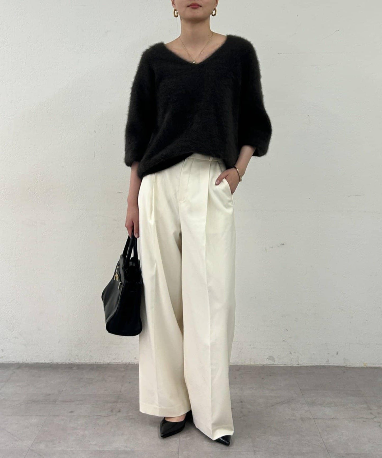 【Loungedress】直筒褶皺長褲