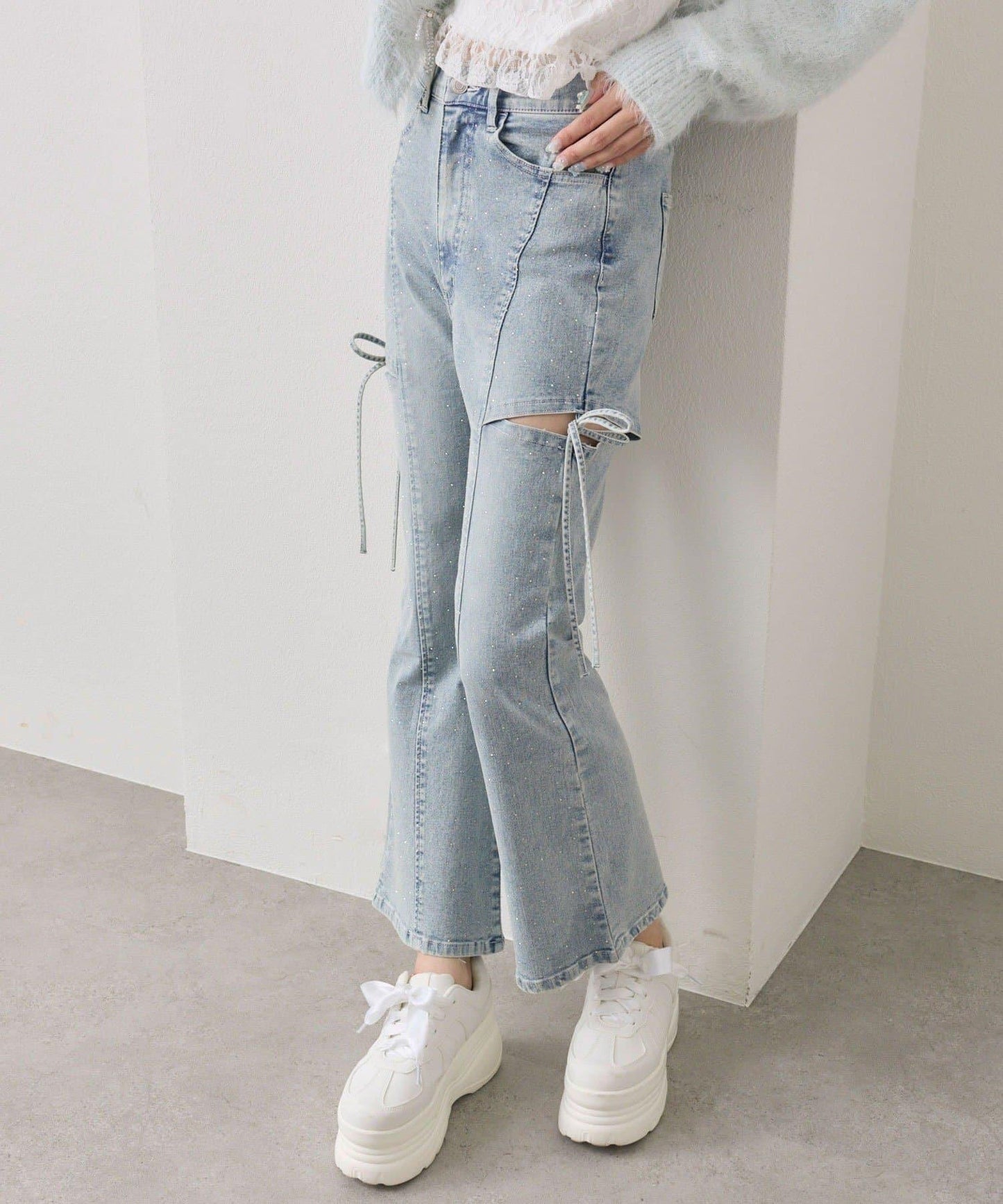 側開叉彈力牛仔褲Ver2