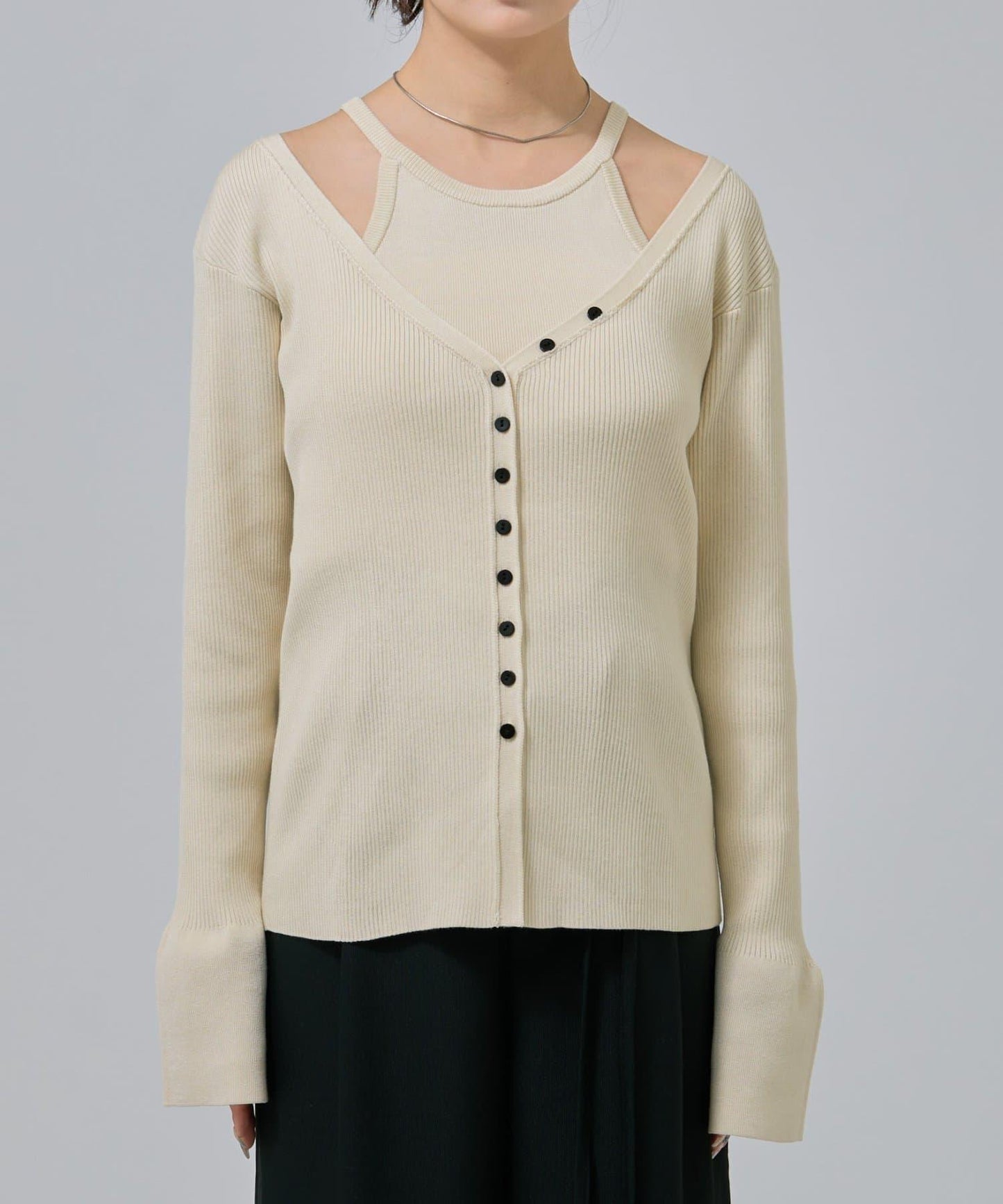 無袖針織開衫套裝