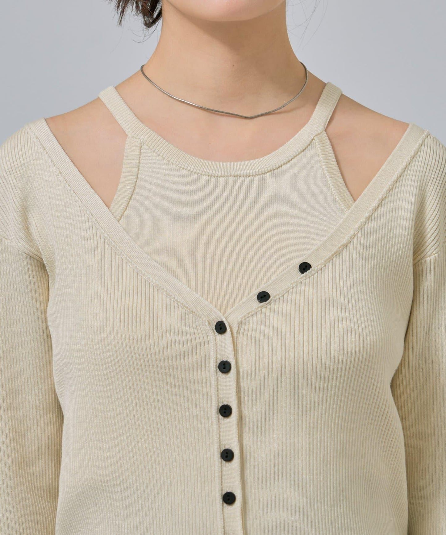 無袖針織開衫套裝