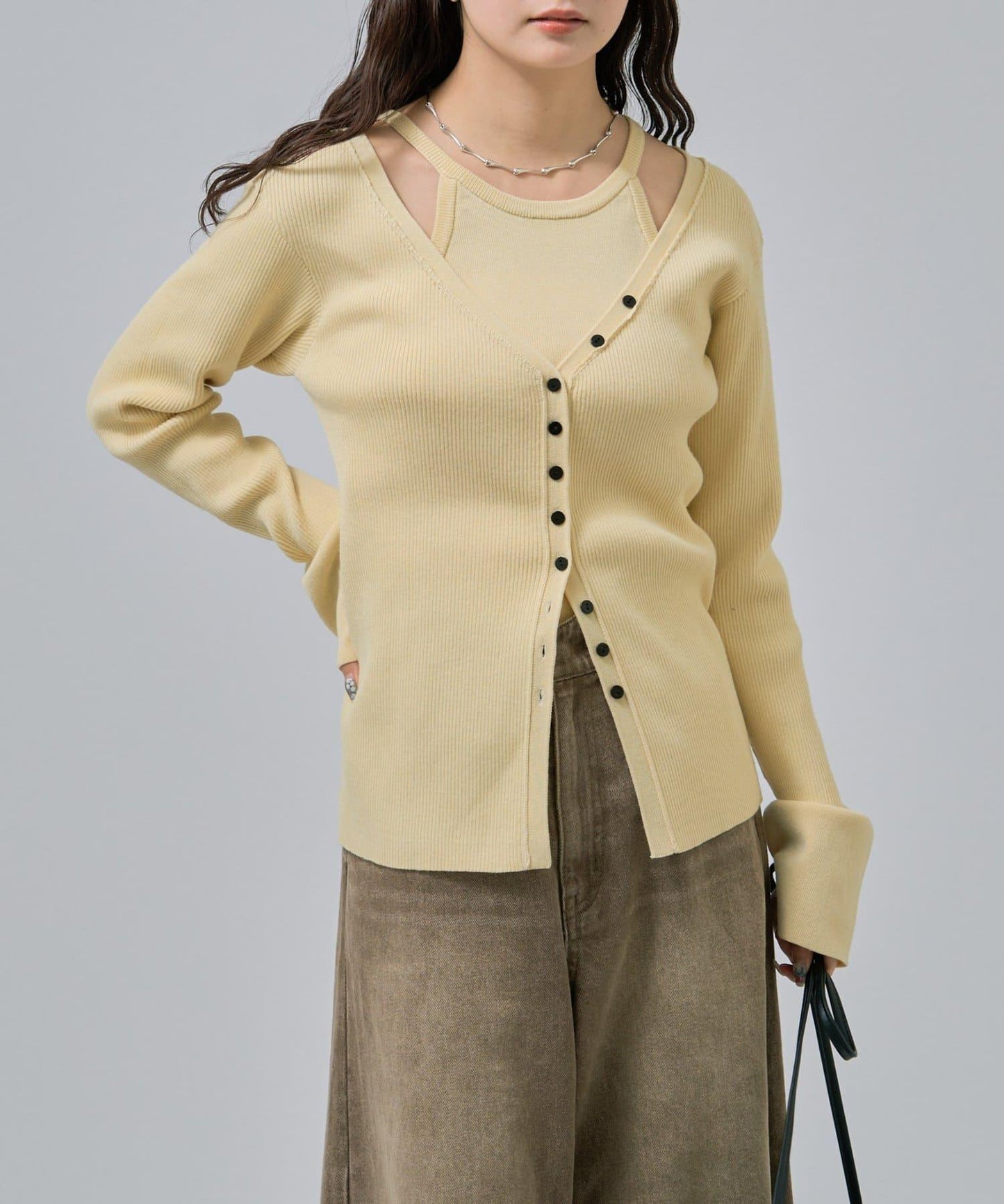 無袖針織開衫套裝