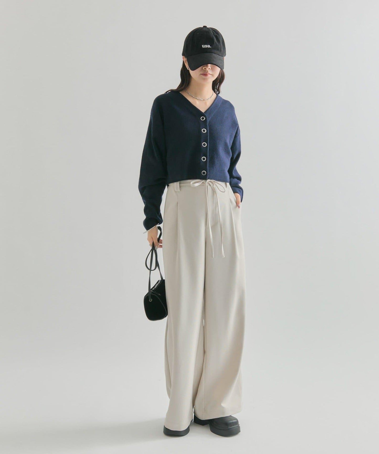 波浪腰帶休閒褲