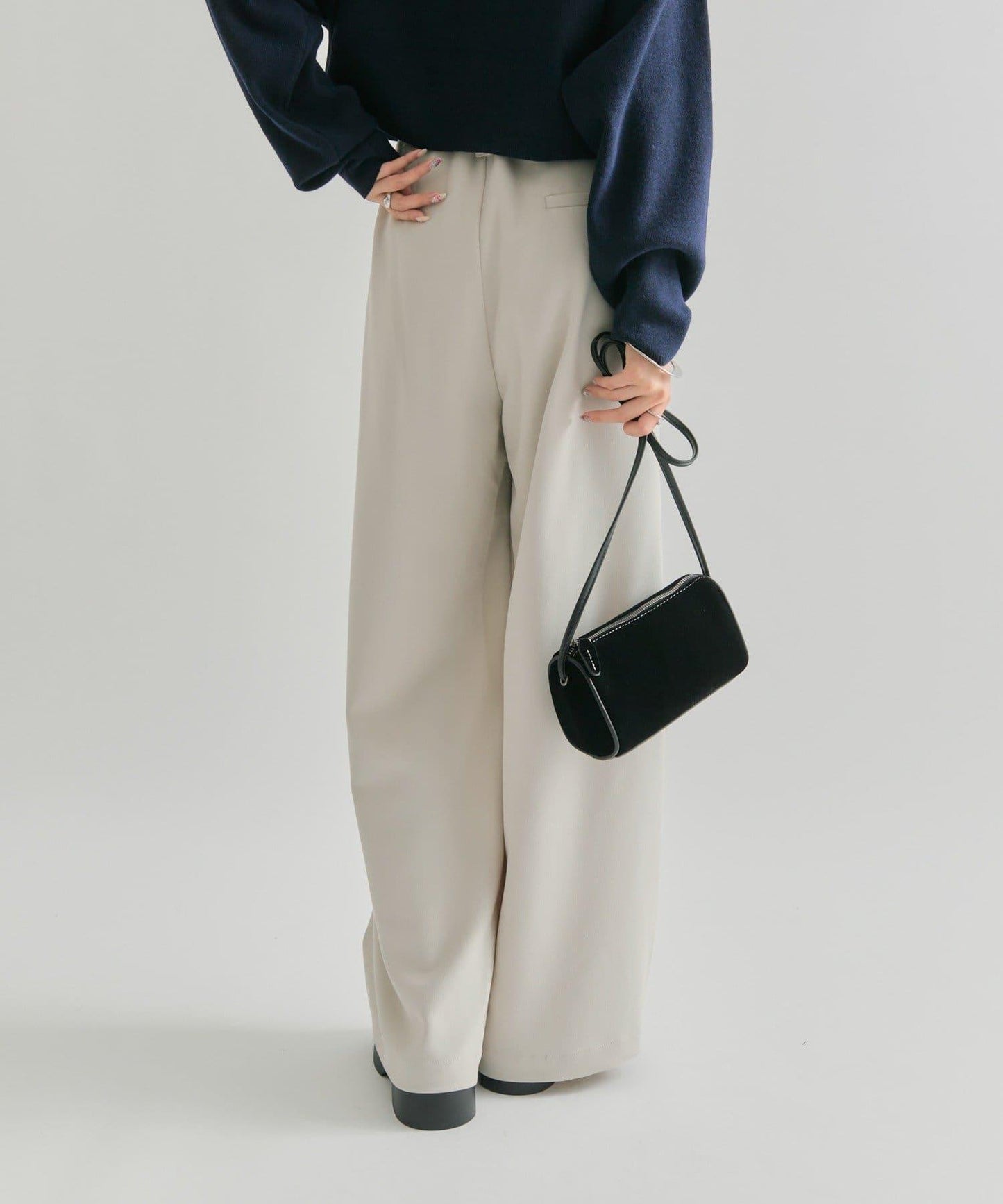 波浪腰帶休閒褲