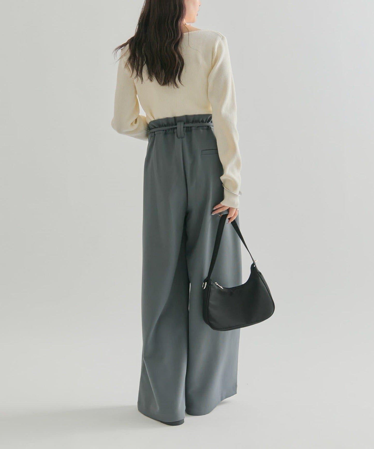 波浪腰帶休閒褲