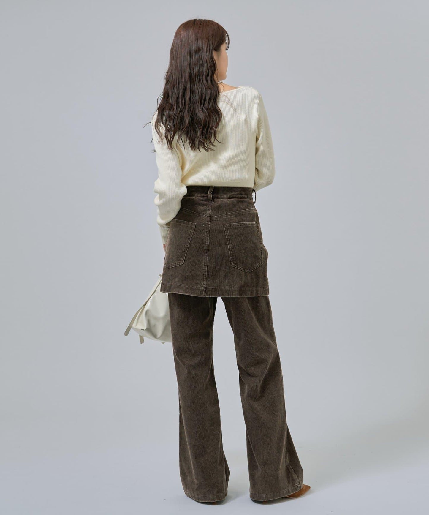 【米色・酒紅 EC限定!】一字肩羅紋針織衫