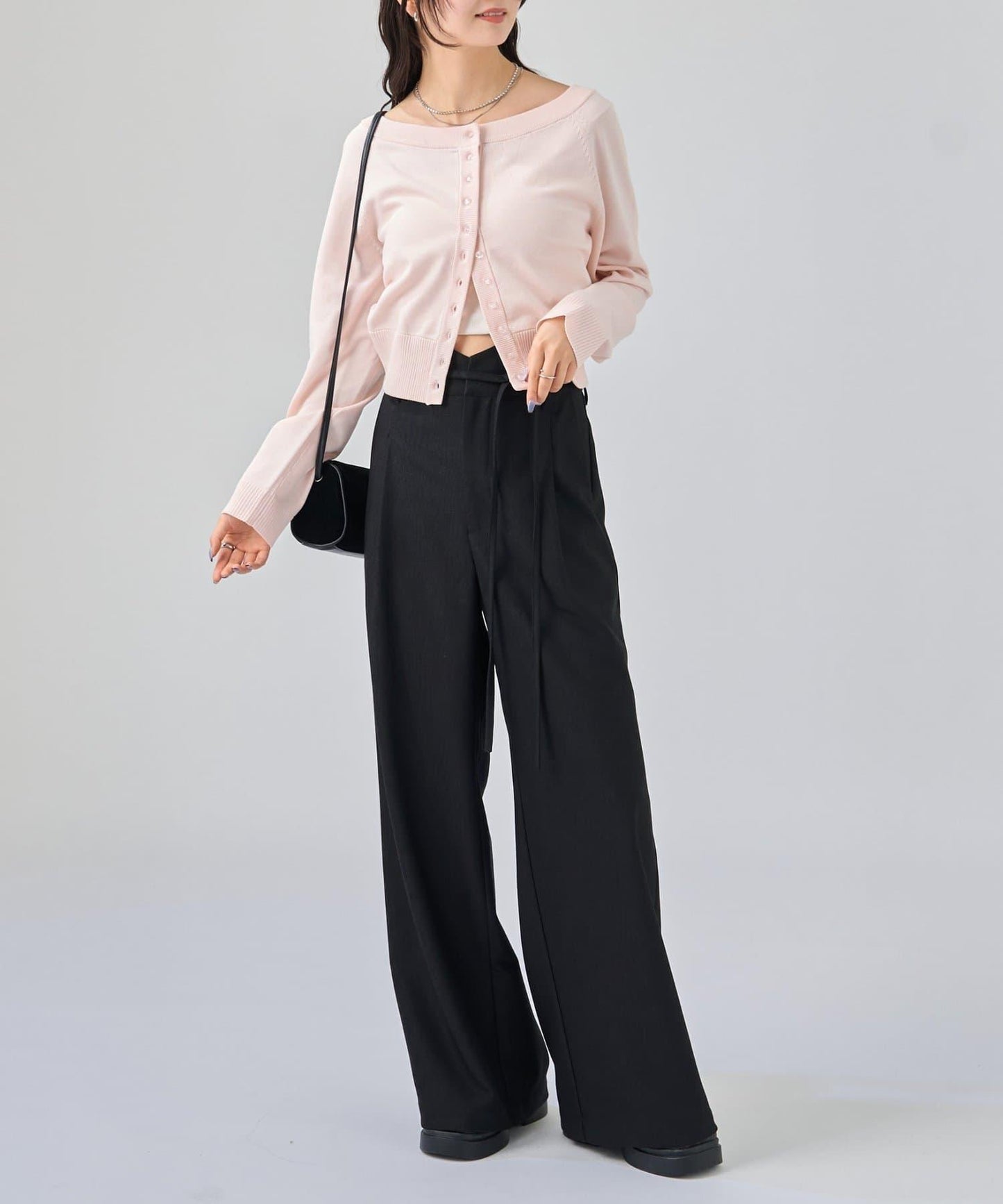 波浪腰帶休閒褲