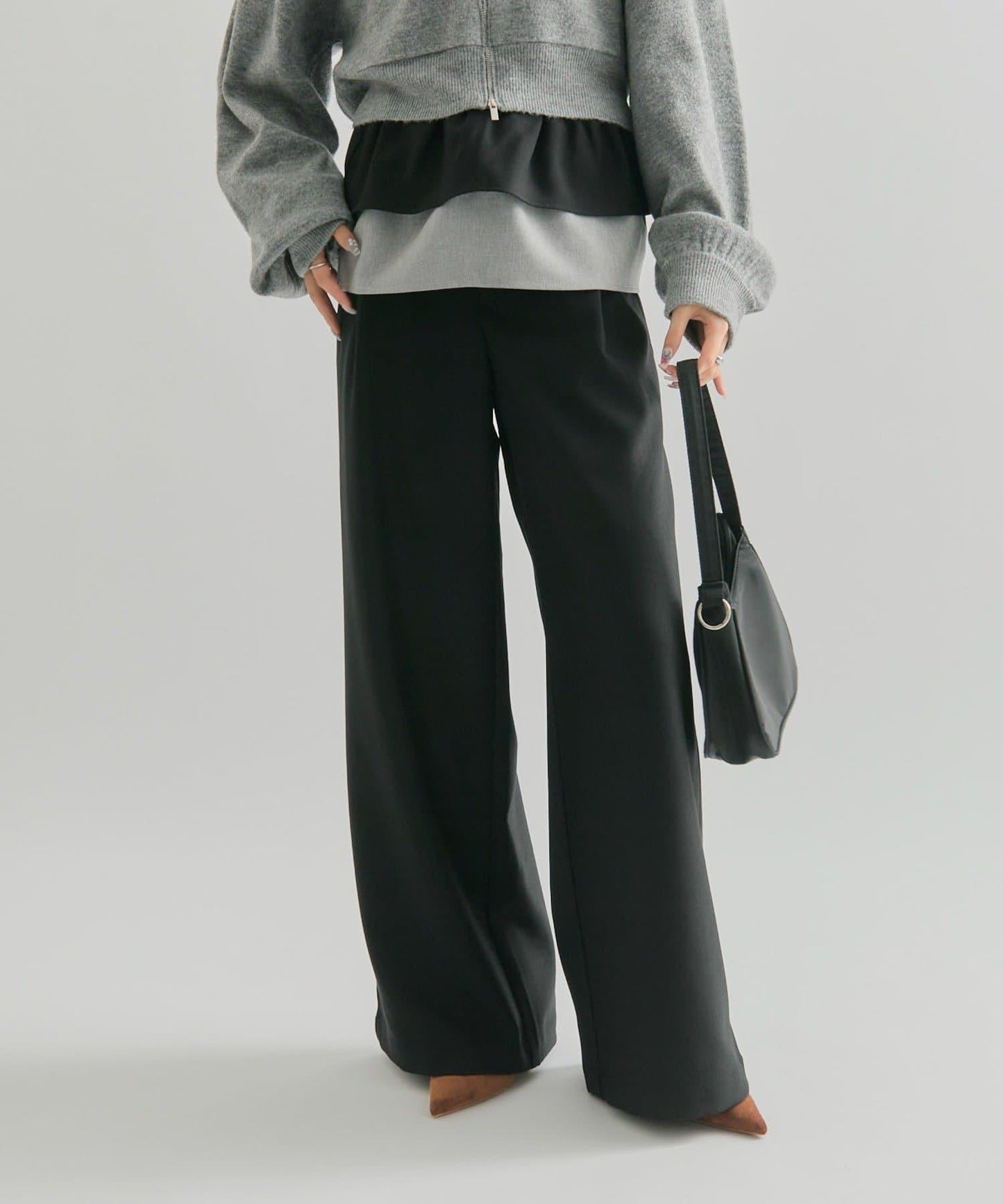 波浪腰帶休閒褲