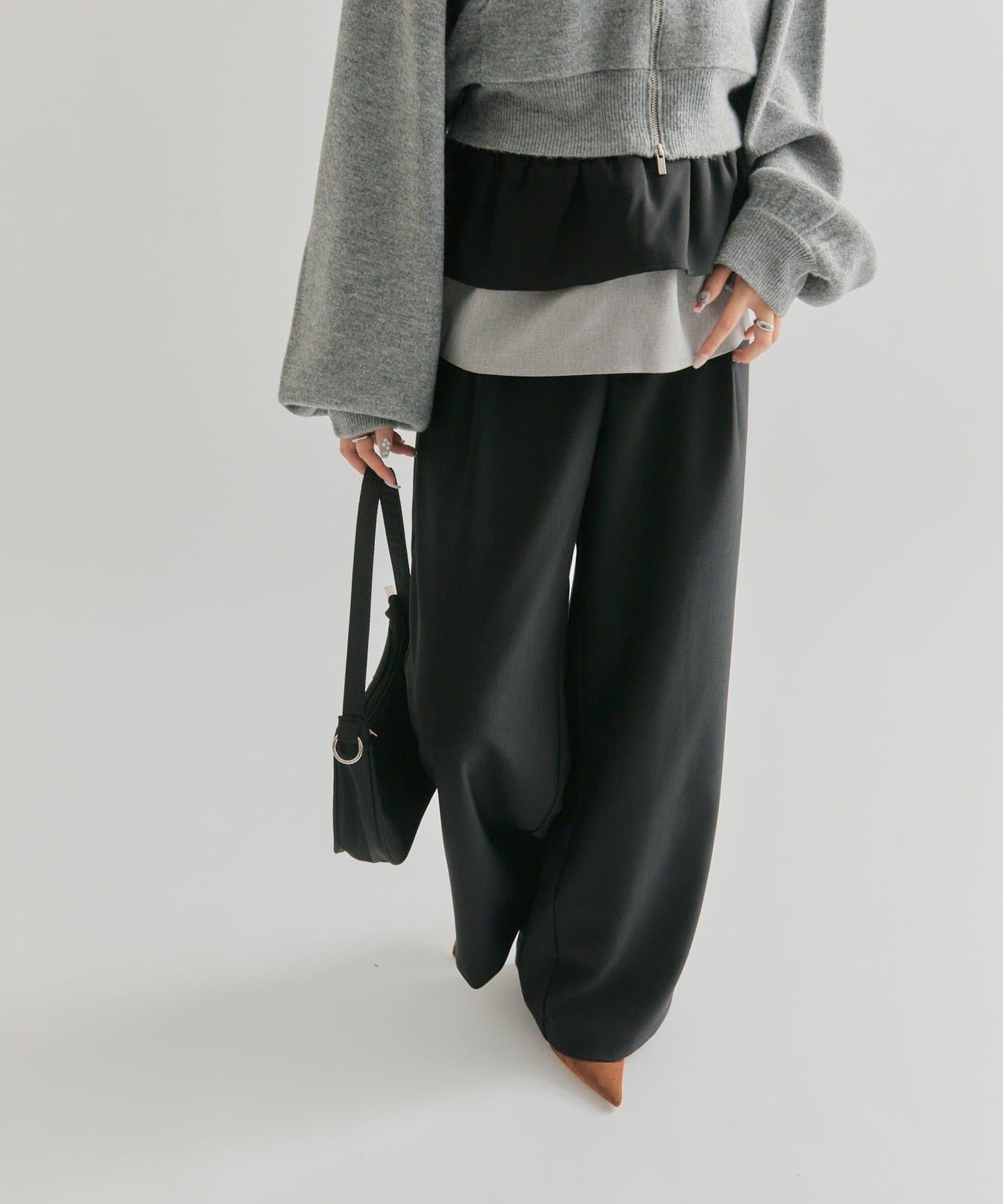 波浪腰帶休閒褲