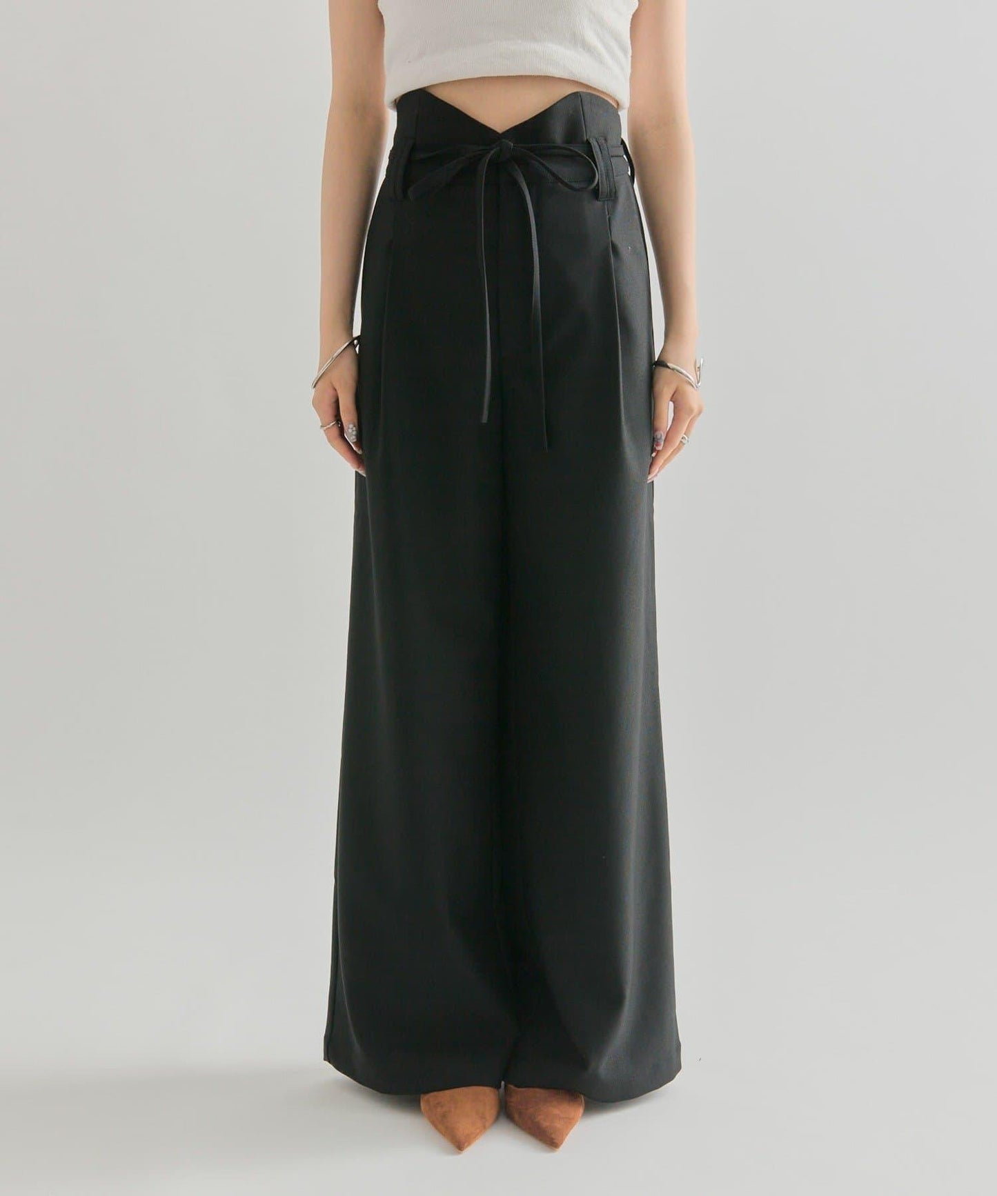 波浪腰帶休閒褲