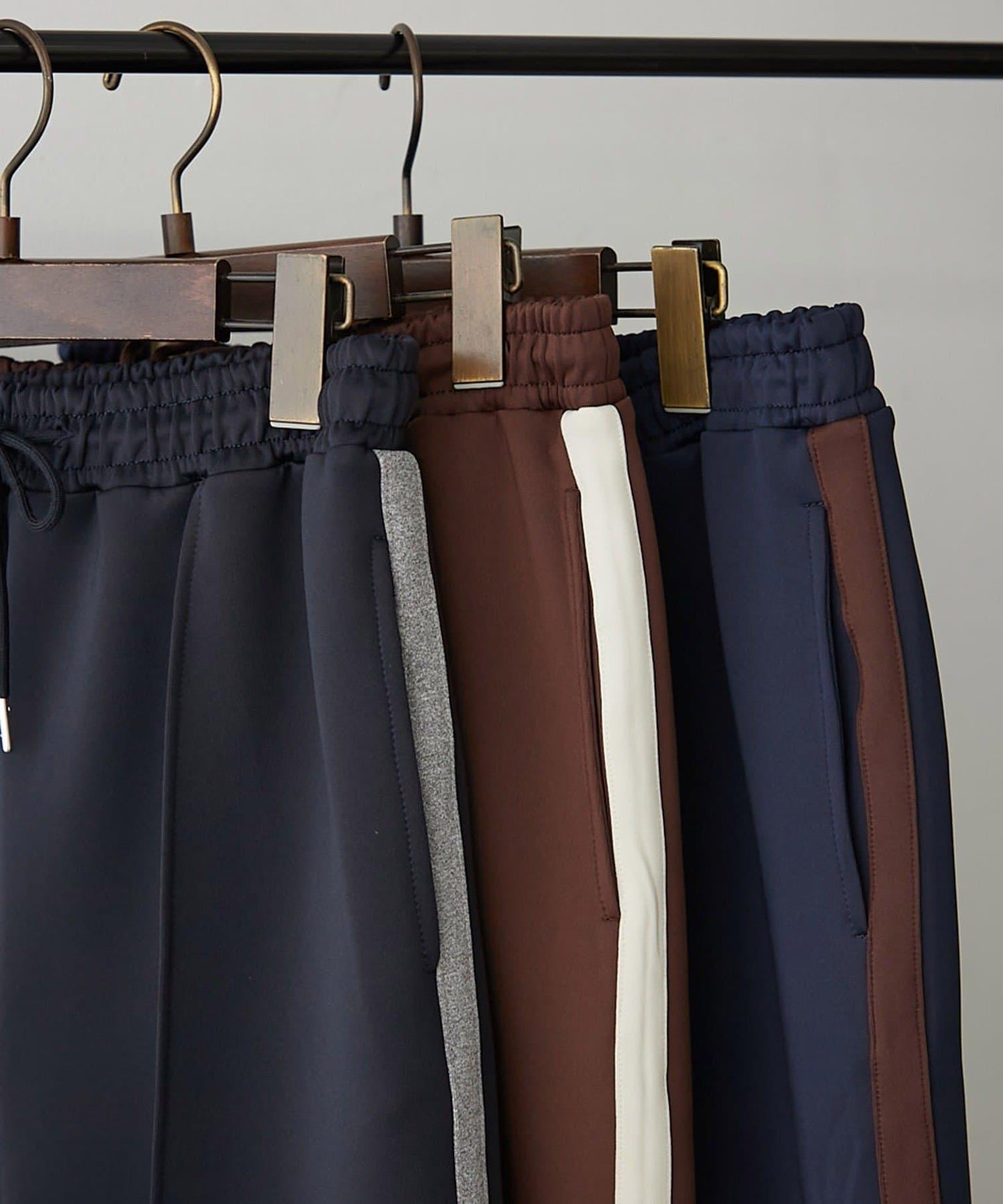 【NUNIFE】顯瘦線條休閒褲