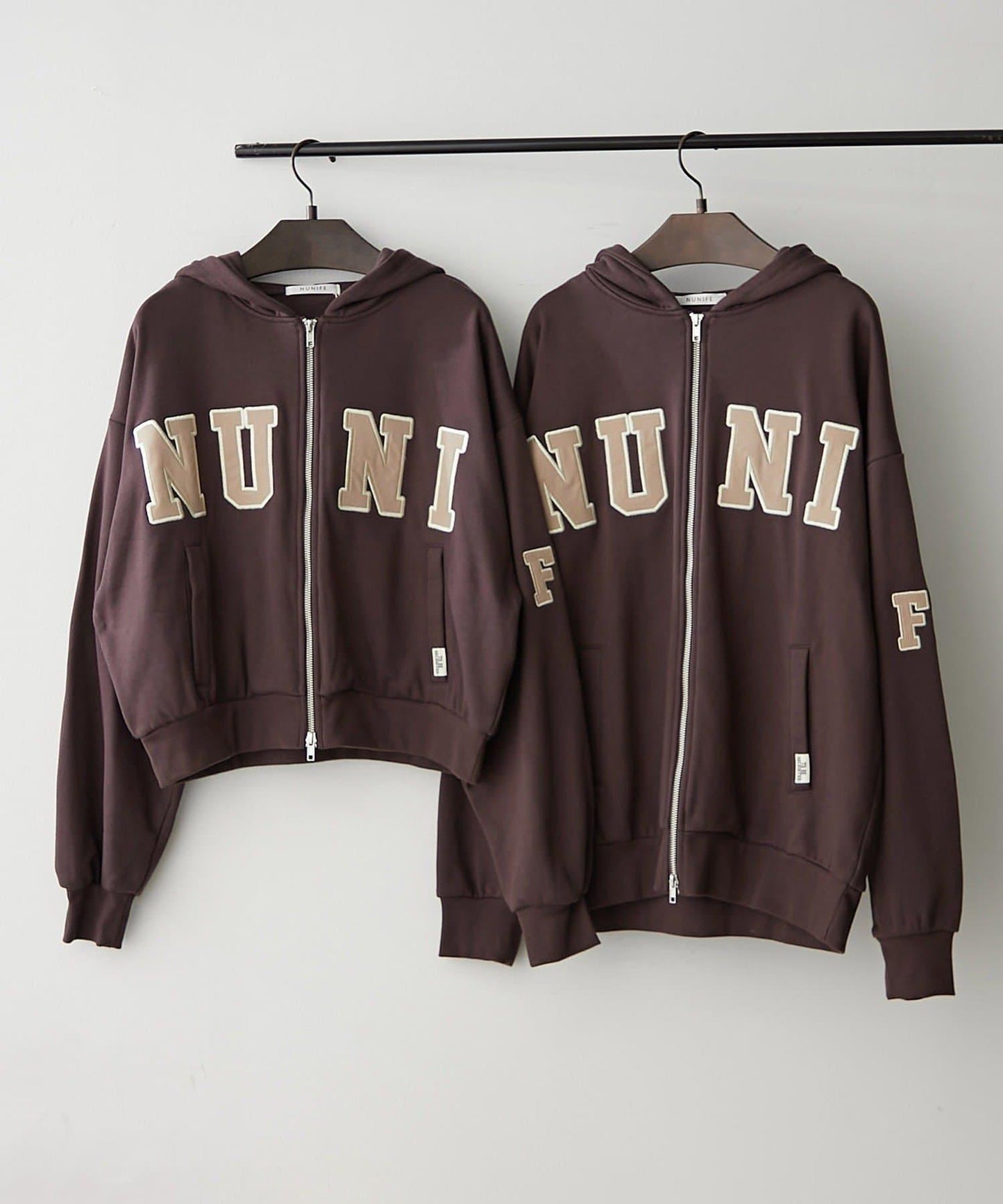 【NUNIFE】【可選2種長度】大字母印花連帽衛衣