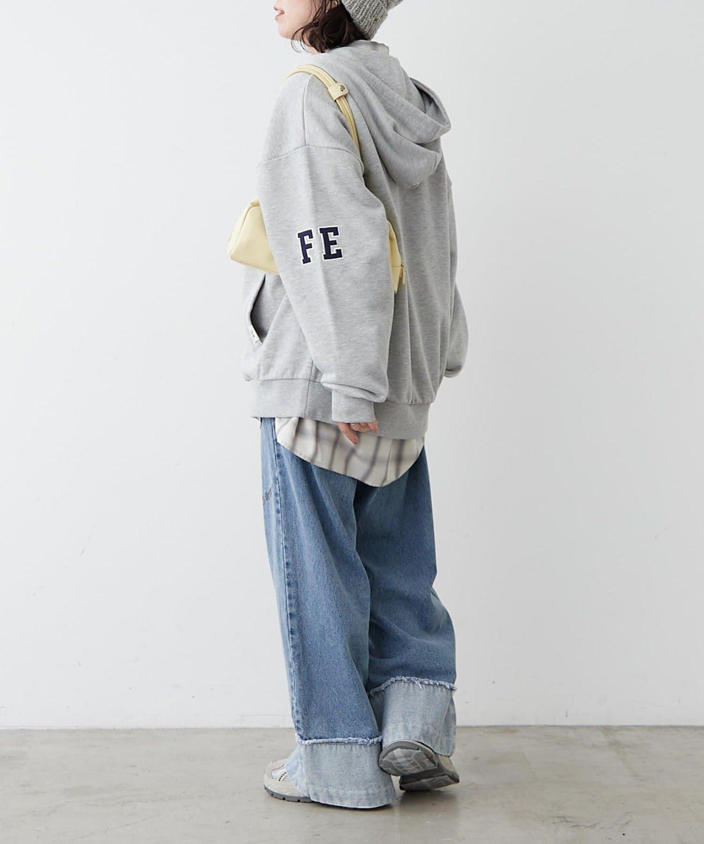 【NUNIFE】【可選2種長度】大字母印花連帽衛衣