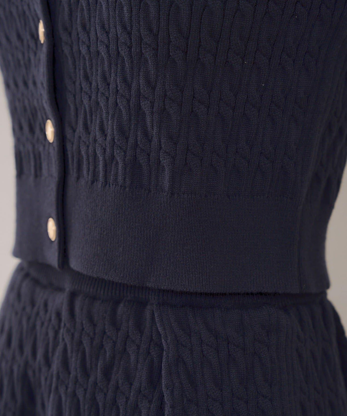 麻花針織開衫&迷你裙套裝