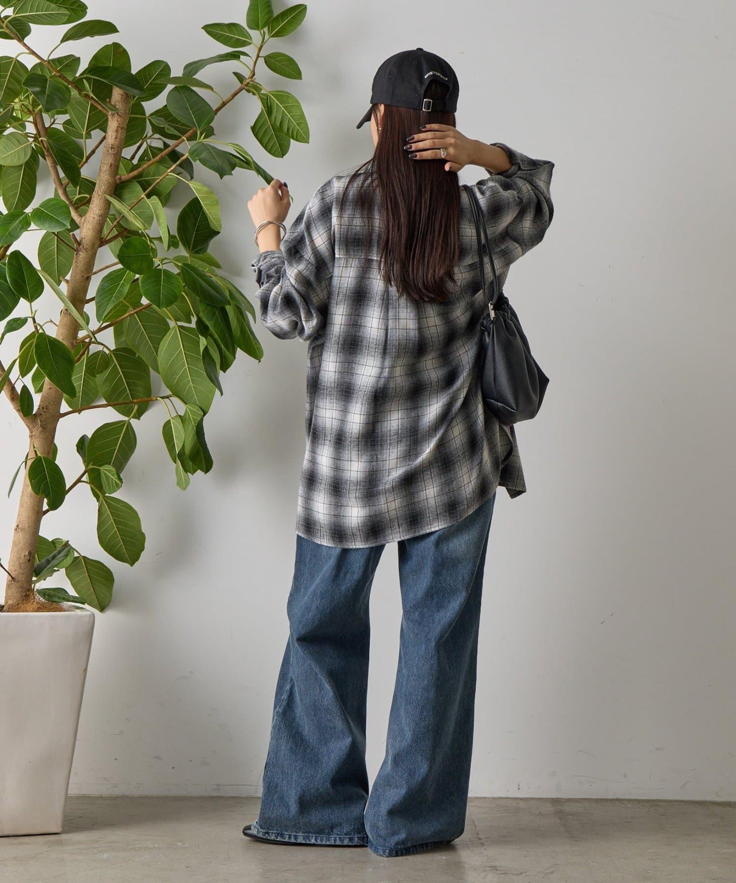 【AW】輕法蘭絨格紋寬鬆襯衫