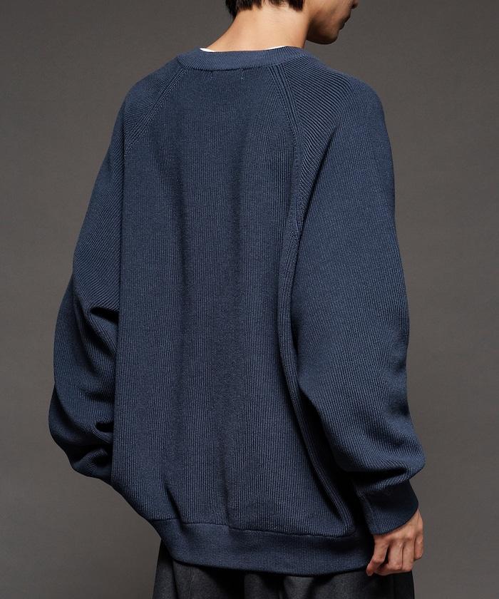 寬鬆版型 單面羅紋編織 亨利領 針織衫