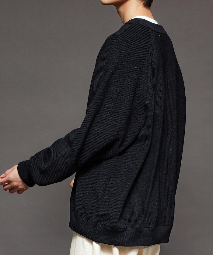 寬鬆版型 單面羅紋編織 亨利領 針織衫
