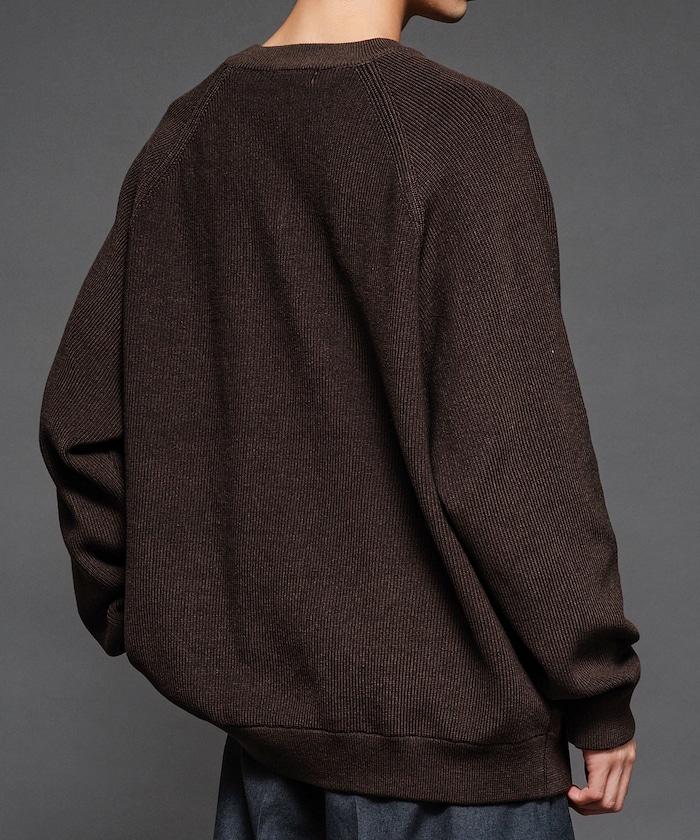 寬鬆版型 單面羅紋編織 亨利領 針織衫