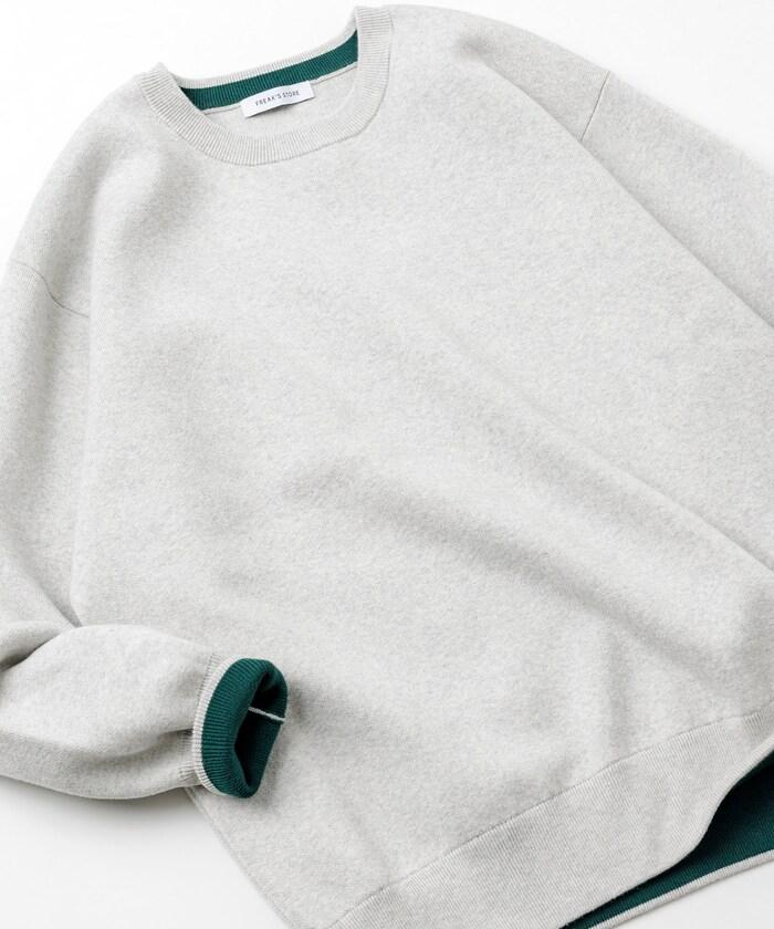 衛衣風格圓領針織衫 內裡拼色設計