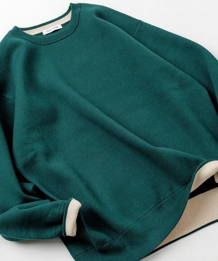 衛衣風格圓領針織衫 內裡拼色設計