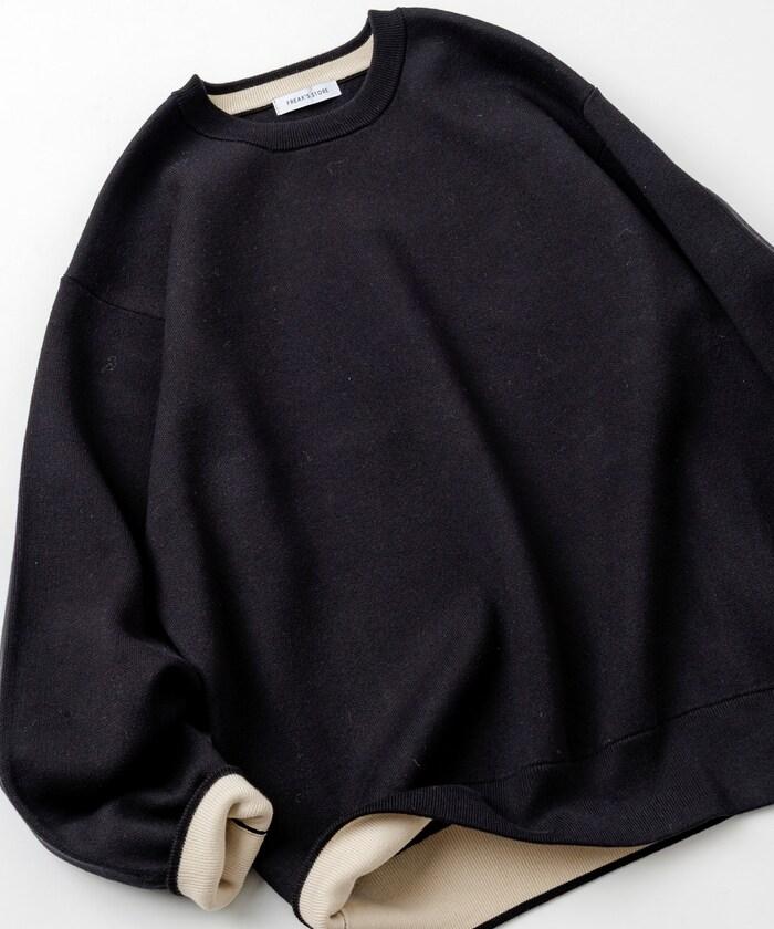 衛衣風格圓領針織衫 內裡拼色設計