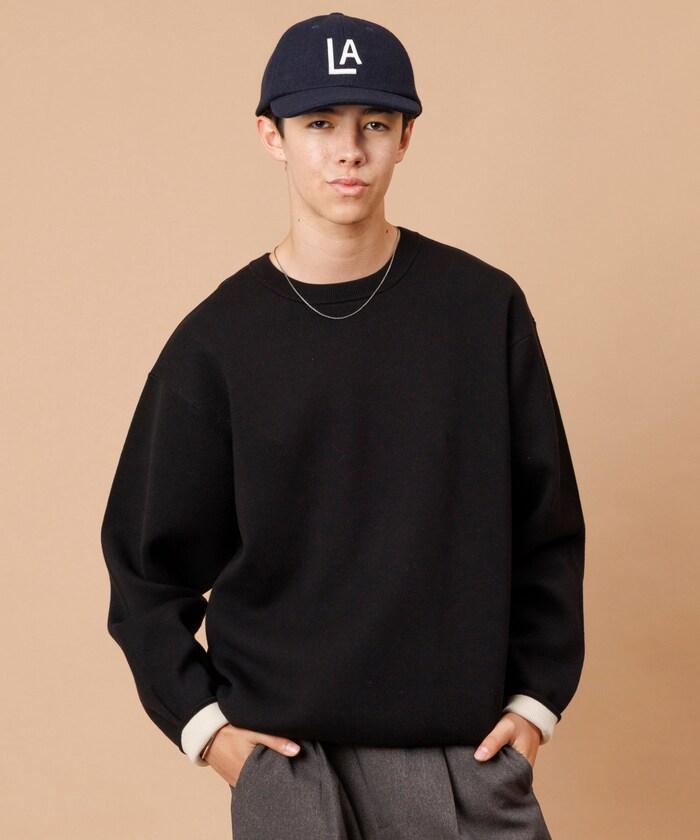 衛衣風格圓領針織衫 內裡拼色設計