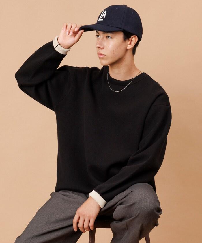 衛衣風格圓領針織衫 內裡拼色設計