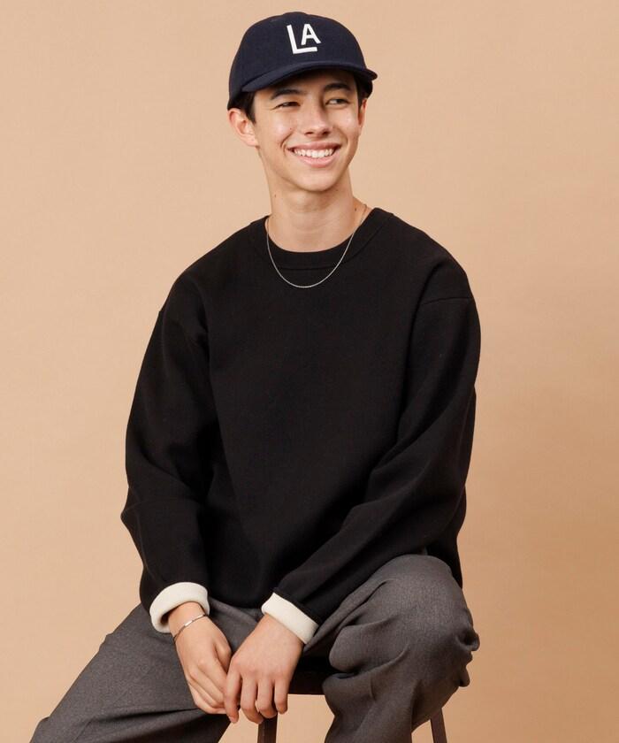 衛衣風格圓領針織衫 內裡拼色設計