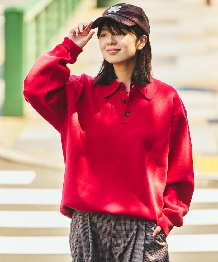 衛衣風格翻領針織衫