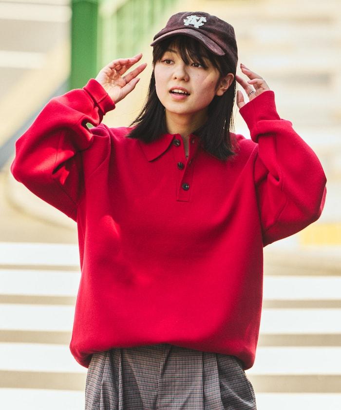 衛衣風格翻領針織衫