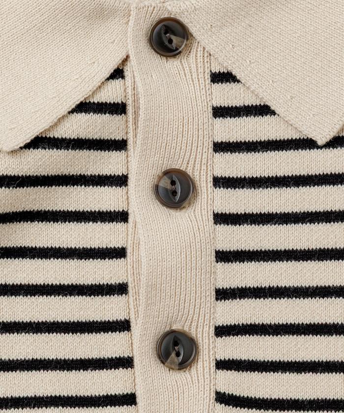 衛衣風格條紋翻領針織衫