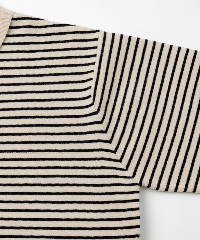 衛衣風格條紋翻領針織衫