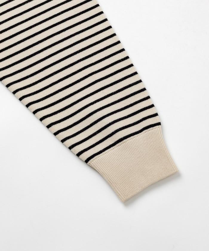 衛衣風格條紋翻領針織衫